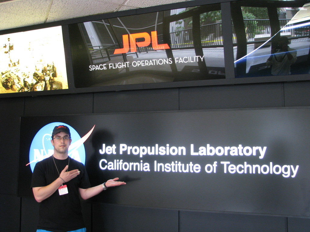 Me in front of JPL's flight ops facility/mission control.