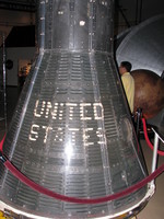 Mercury-Redstone 1 capsule used on MR-1 and MR-1A, the predecessor of Ham's MR-2 in preparation for the later manned flights starting with Alan Shepard's MR-3. This capsule is at the NASA Ames Visitor Center in Mountain View, which was otherwise disappointing.