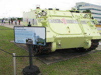 Armored vehicle that stood ready during Apollo/STS launches to help the crew escape safely in an emergency.