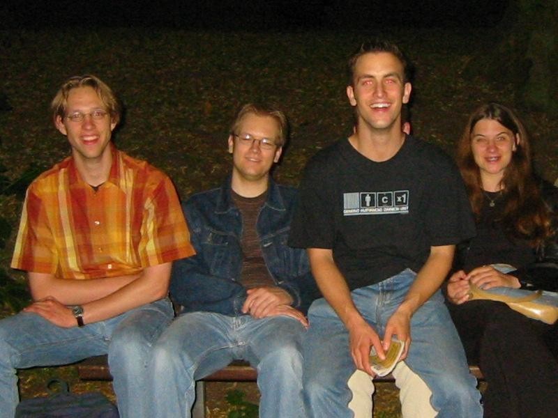 Some Germans: Tobias, Karsten, Tobias (sitting on Dominic's lap), Melanie.