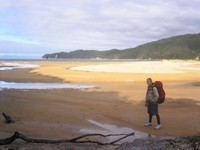 Me in the Awaroa Bay estuary, during low tide.