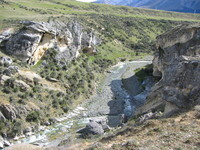 View onto the outlet end of the cave, the recommended entrance