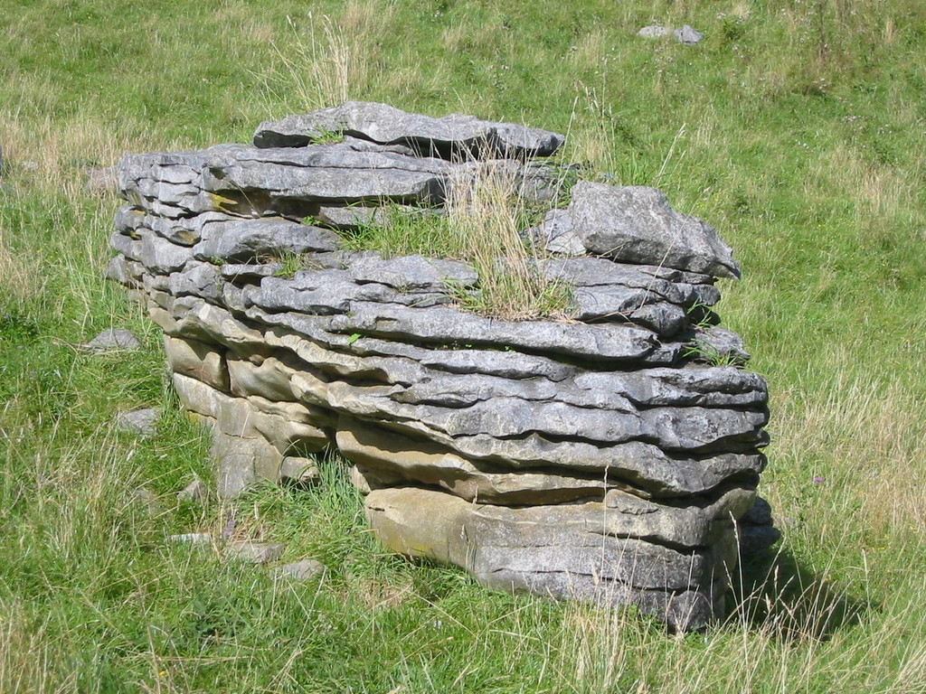 closeup of a piece of layered pancake rock