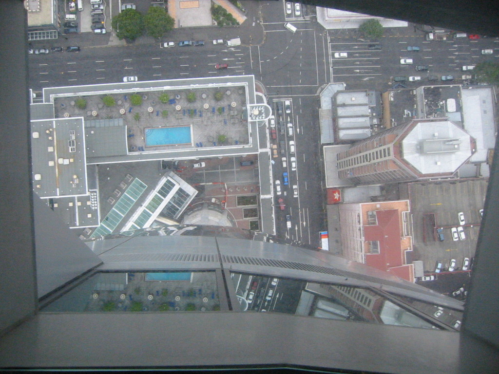 view through the glass floor