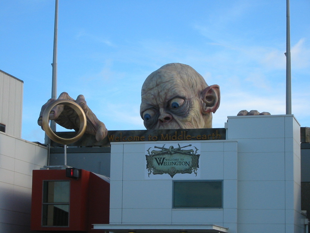 Welcome to Middle-earth: Gollum statue at the airport.
