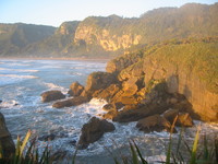 Beautiful dusk scene at the pancake rocks.