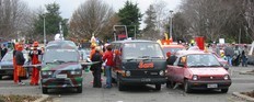 Getting ready for the undie 500 departure, featuring a fighter plane and Sars (477141g net; "A SARS a day makes you cough, spew and spray")